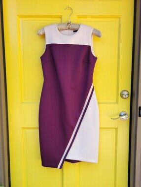 Tommy Hilfiger Plum Purple Colorblock Sheath Dress Sleeveless Career Cocktail 4